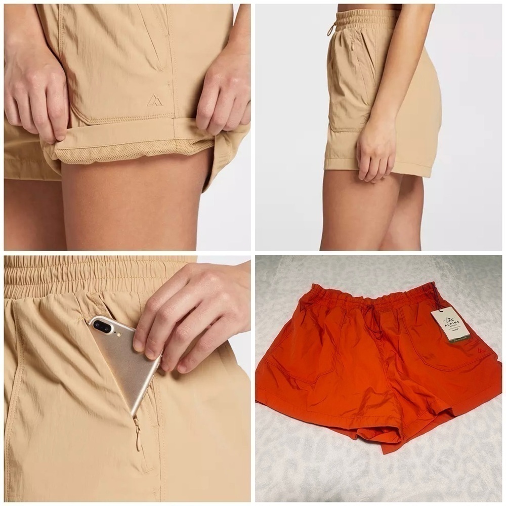 Alpine Design Women Large Elastic Waist W/Pockets Woven Shortie Spicy Salsa NWT